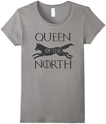 Womens "Queen of the North" Fantasy TV show wolf shirt Small Slate