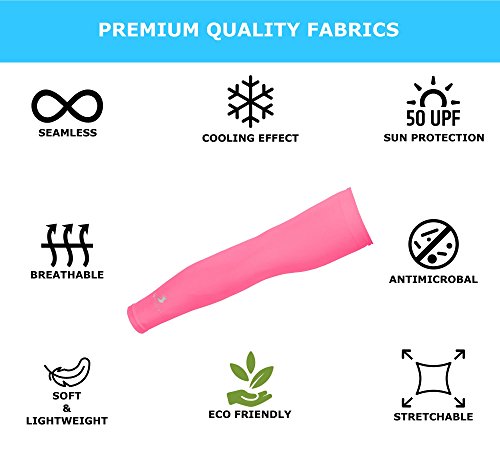 SportsTrail Arm Sleeves for Men & Women, Tatoo Cover up Sleeves to Cover Arms, 1 Pair (Pink)