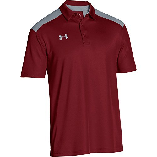 Under Armour Men's Team Armour Colorblock Polo (X-Large, Cardinal Red/Steel)