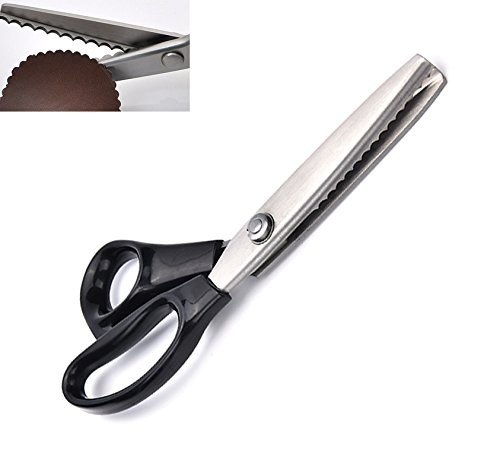 Z-COLOR Pinking Shears Scissors Sewing Fabric Leather Craft Dressmaking Upholstery Tailor for Large Scallop Cut Tool - Thumbnail 3
