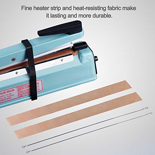 Fuxury Impulse Manual Bag Sealer Heat Seal Closer + 2 Free Replacement KIT (Blue, 12")