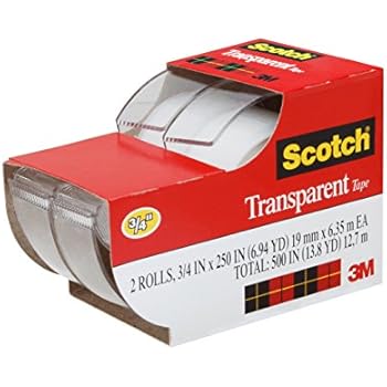Scotch Transparent Tape, Standard Width, Engineered for Office and Home Use, Glossy Finish, 3/4 x 250 Inches, 2 Rolls (2157SS)