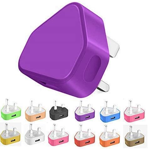 Themax® 1000mAh USB UK Plug Charger Compatible with iPhone iPad Samsung HTC LG Sony Huawei Motorolla BlackBerry Lenova Microsoft Xiaomi Google OnePlus Tablets Kindle (Purple)