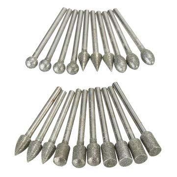 Generic 20Pcs 3Mm Shank Diamond Grinding Burr Drill Bits Sets For Rotary Tools