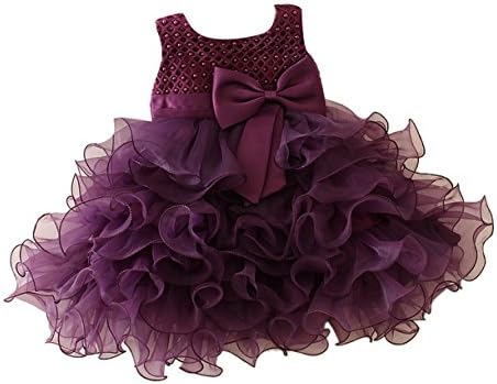 Girl Cute Little Kids Princess Various Color Dress with Big Bowknot Purple 80cm