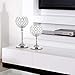 VINCIGANT Silver Crystal Pillar Candle Holders Set of 2 for Votive Tealight Candles/Modern Home Decor Gift for Anniversary Celebration/Table Centerpieces,8 and 10 Inches Tall