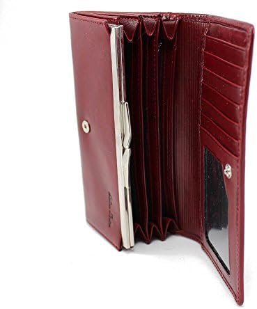 Zenyetti Handcrafted Premium Italian Leather Womens Wallet, Fashioned as a Medium Clutch (Burgundy)