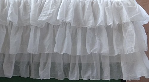 King size White Voile bedskirt 16 Inch Drop 3 sided