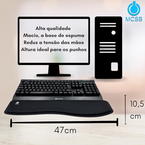 Mcsb Apoio De Punho Teclado Ergonômico Descanso Macio Almofada Ortopédico Pulso Tendinite Nr17 Pulso Digitação Confort Suporte Espuma Gel (Preto)