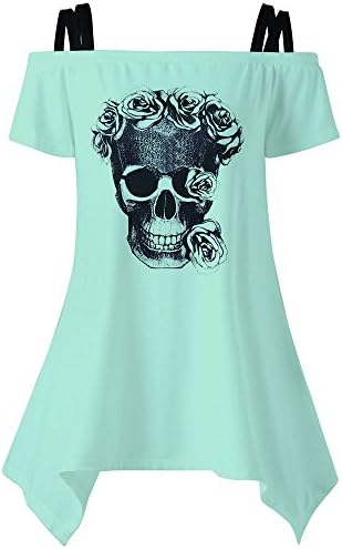 UniqueFashion Women's Off The Shoulder Skull Tank Top Shirt Tshirt Mini Dress Swing Tunic Tops Blouse for Women