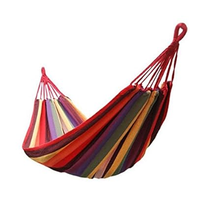 YuMART - Thick Cotton Hammock Swing \ Swing for Outdoor Garden, Picnic, Camping, etc. - Multicolour Cotton Canvas - 1 No.
