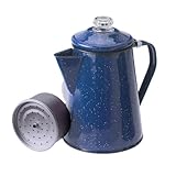 GSI Outdoors 12 Cup Enamelware Percolator in Blue for Campsite, Cabin, RV, Farmhouse Kitchen