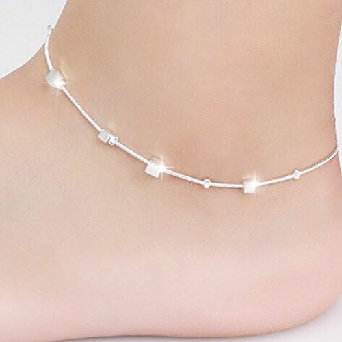 Asingeloo Women's Ankle Bracelet Suqare Round Beach Sandal Anklet Jewelry