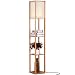 Brightech Maxwell - Modern LED Shelf Floor Lamp - Skinny End Table & Nightstand for Bedroom - Combo Narrow Side Table with Standing Accent Light Attached - Asian Tower Book Shelves - Natural Wood primary