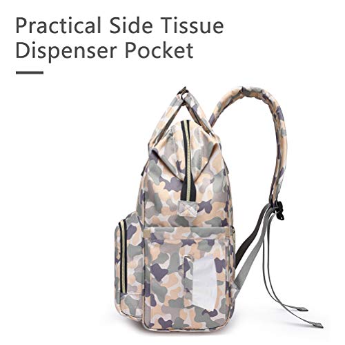 HaloVa Diaper Bag Multi-Function Waterproof Travel Backpack Nappy Bags for Baby Care, Large Capacity, Stylish and Durable, Camouflage Pink