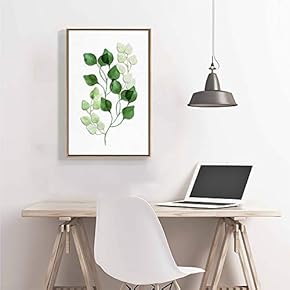 Framed Canvas Home Artwork Decoration Nordic Style Plants Canvas Wall Art for Living Room, Bedroom - 16x24 inches