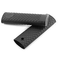 Aukuzi Silicone Hot Handle Holder 2PCS Potholders Handle Covers Sleeve Grip Hot Resistant Mitts for Cast Iron Skillets Metal Frying Pans & Griddles Aluminum Cookware Handles (Black)