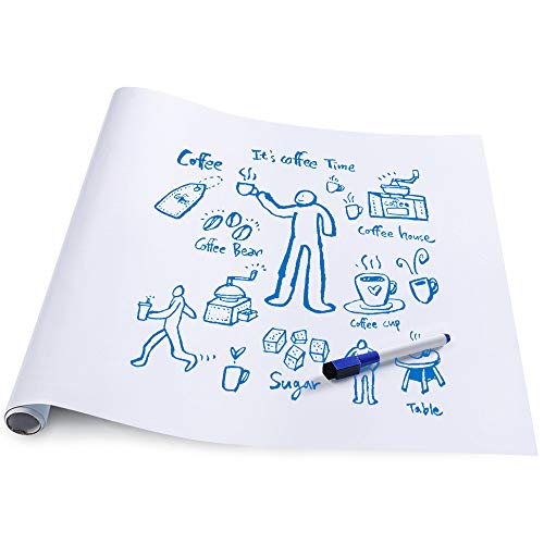 rabbitgoo Whiteboard Sticker Self Adhesive Whiteboard Paper Wall Sticker 44.5 x 199 CM,Dry Erase