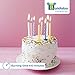 Bundaloo Birthday Candles with Holders - Fun for Party, Celebration - Colors: Pink, White, Blue, Yellow - Length 2.25”, Width .15” - 24 Pieces 12 Holders