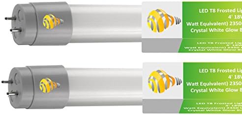LED T8 Frosted Light Tubes, 2 Pack 4' 18W (75 Watt Equivalent) 2350 Lumens Bulbs - 5000K Crystal White Glow Brightness - by Solray