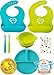 EVLA'S Baby Feeding Set, Baby Led Weaning Supplies, Adjustable Silicone Bibs, Divided Plate, Suction Bowl with Lid, Soft Spoons for Babies or Toddlers, Baby Registry must have!