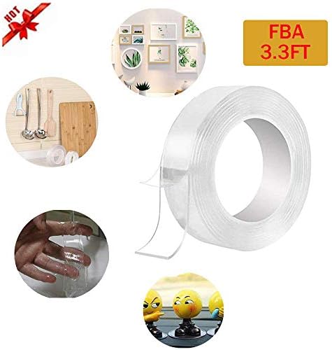 UEncounter Traceless Washable Adhesive Tape,Reusable Clear Double Sided Anti-Slip Nano Gel Pads,Removable Sticky Strips Grip for Fixing Carpet Phones Pictures Pen Key Household Industrial Use Non-Slip