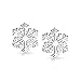 Classic Christmas Holiday Party Snowflake Stud Earrings For Women Teen Polished .925 Sterling Silver Leverback