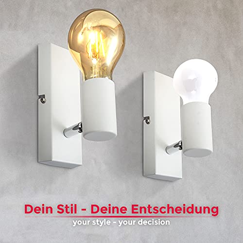 B.K.Licht I Wandlamp I retro lamp voor binnen I metaal I wit I industrieel I wandlampen I netstroom I met 1 lichts I… - Afbeelding 4