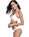 SHEKINI Womens Bikini Padded Cutout Strappy Halter Swimsuits Two Piece Bathing Suits (Small/(US 4-6), Venice White)