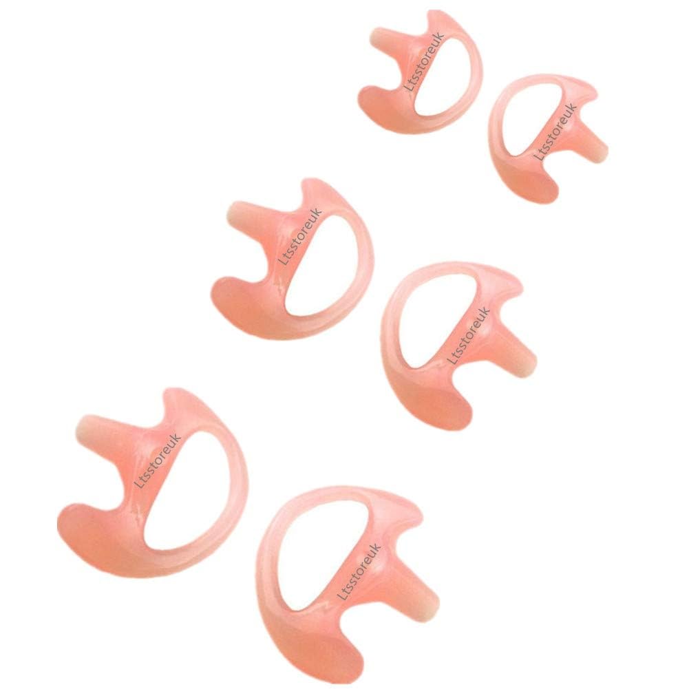 2 Way Radio Earmold Pink, Earbuds Earmould Replacement Compatible for Motorola Kenwood Midland 2 Way Radio Acoustic Coil Tube Ear piece,Soft Silicone Ear mold Small Medium Large Pack of 3