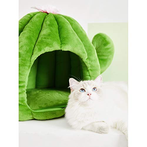 VETRESKA Cat Caves for Indoor Cats Cozy Cave Dog Bed Cat Cactus Bed with Removable Washable Cushioned Pillow Green