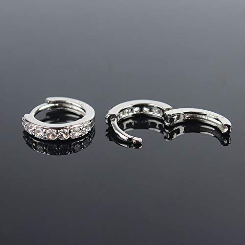 925 Sterling Silver Small Hoop Earrings Cubic Zirconia cartilage, Cubic Zirconia Cuff Earrings Huggie Stud, Gold Plated Huggie Earrings for Women Hypoallergenic (Simple-Silver)