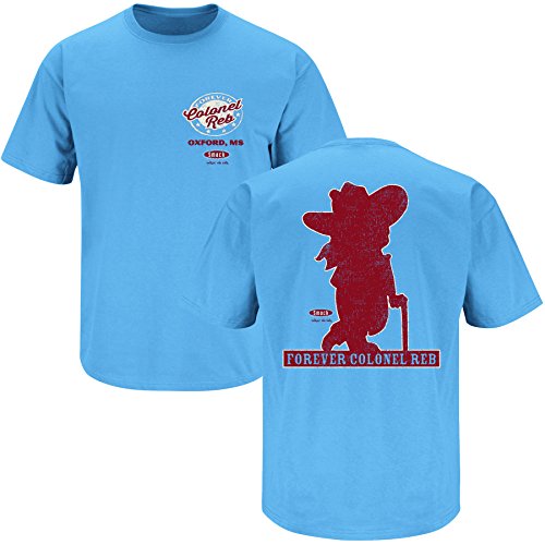 Ole Miss Fans. Colonel Reb Light Blue T Shirt (Sm-3X)