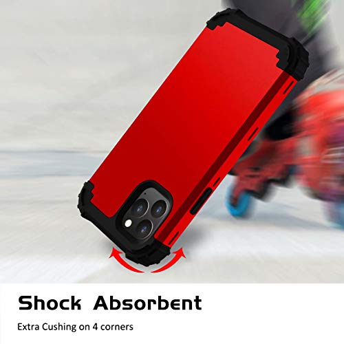 iPhone 11 Pro Max Case, Ranyi Full Body Protection Case with 4 Reinforced Corner [Supported Wireless Charging] Shock Absorbing Resilient Rubber Defender Case for 2019 6.5" iPhone 11 Pro Max (red) - Thumbnail 3