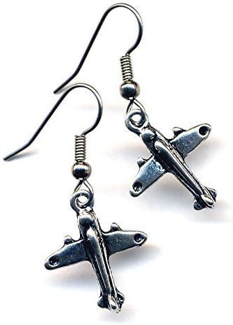 Airplane Earrings, Surgical Steel Earrings, aircraft Earrings, Silver color earrings, Fly Earrings, handmade by Annaart72