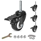 8T8 2 Inch Caster Wheels with Brake, PU Casters Set