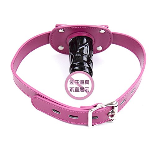 Role Play Halloween Masquerade Restraints Flirting S&M BDSM Fetish Bondage Leather Mouth Gag ,Dildo mask (Rosy)