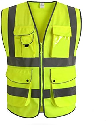 VanSafety High Visibility Vest Safety Working Cloth Silver Stripe Walking Construction Ridding Neon Yellow, M