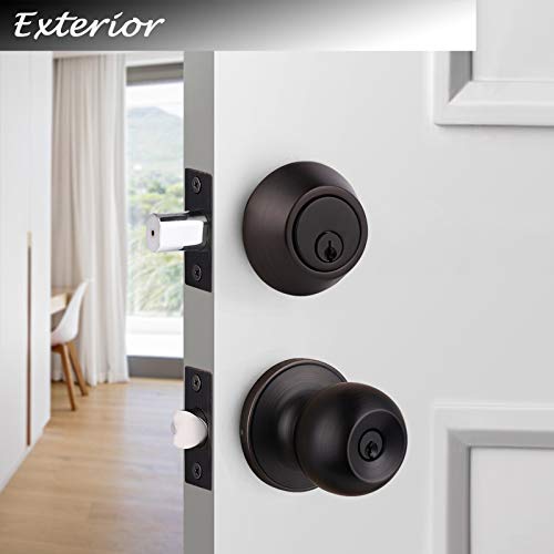 (2 Set) knobelite Keyed Alike Entry Door Knobs and Double Cylinder