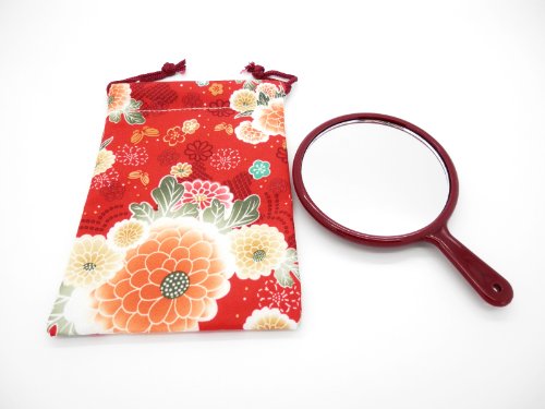 Traditional Japanese Pattern Pouch Bag and a Hand Mirror