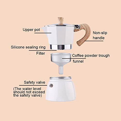 POHOVE Espressokocher, 150 ml/300 ml, für Herd, Espressokocher, Mokkakanne, Aluminium-Kaffeemaschine, italienische… – Bild 7