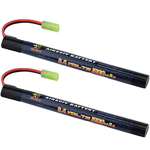 melasta 2Pack 2/3A 8.4v 1600mAh Stick NIMH Airsoft Guns Battery Pack with Mini Tamiya Connector