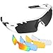 HODGSON Polarized Sports Sunglasses with 5 Interchangeable Lenses for Men Women Cycling Baseball Running Glasses, TR90 Unbreakable -White