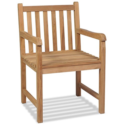 vidaXL 2X Teak Massiv Gartenstuhl mit Armlehne Essstuhl Holzstuhl Gartensessel Stuhl Stühle Sessel Gartenstühle Terrassenstuhl Garten – Bild 3