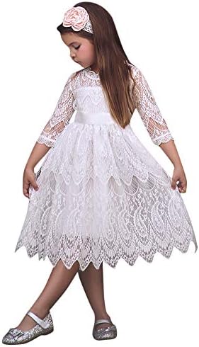 GreatFun Baby Girls Dress Newborn Toddler Half Sleeve O-Neck Cartoon Flower Printed Princess Tulle Party Pageant Dress Tops T Shirt Outfits Set 24 Months-6 Years