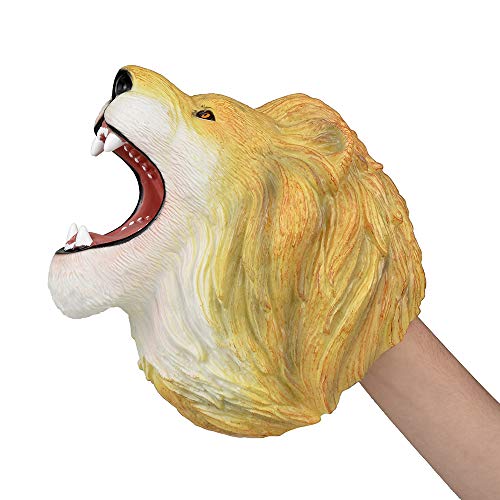 RECUR Toys Lion Hand Puppets Movable Mouth Rubber Soft Touch Realistic