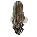 eNilecor 2 Tones Blonde Mixed Auburn Highlights Wigs Long Curly Full Natural Women Heat Resistant Synthetic Hair Custom Party Wig with Side Bangs+ Wig Cap (29