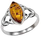 Amber Sterling Silver Celtic Small Thin Ring Sizes 5,6,7,8,9,10,11,12