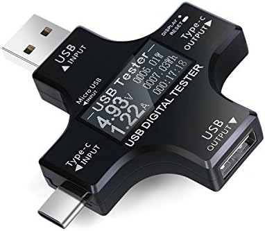 USB C Power Meter Testers, Eversame 2 in 1 Type C USB Tester LCD Digital Multimeter, USB C Voltage Current Meter Voltmeter Amp Volt Ammeter Detector Charger Indicator DC3.6-30V/0-5.1A