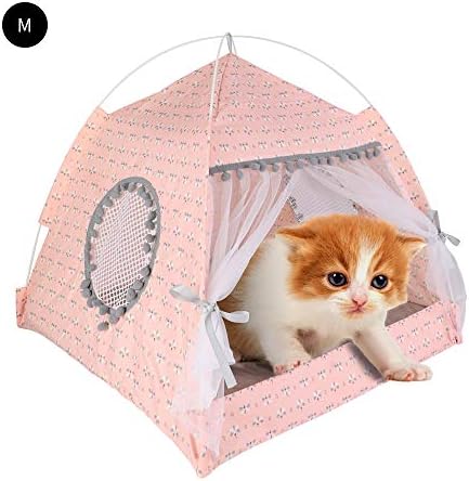 laamei Cat Bed House, Cat Tent Bed, 2-in 1 Self-Warming Comfortable Triangle Cat Igloo Bed Pet Tent House